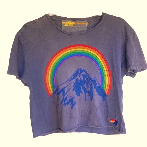 Aviator Nation Tops - Aviator Nation Chasing Rainbows T-shirt Mountain and Rainbow Shirt